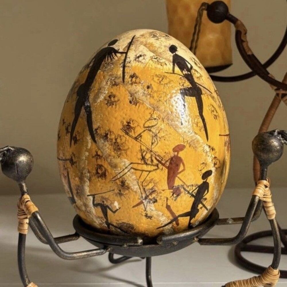 Tribal Decor Set – Ostrich Egg & Candle Holder